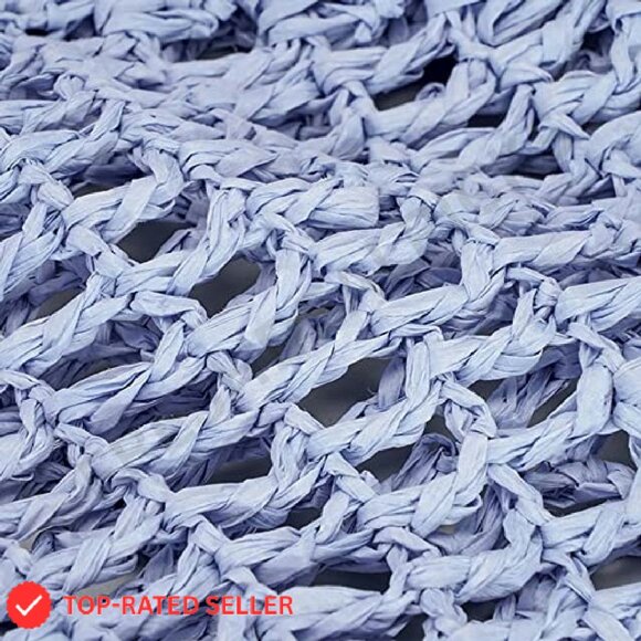 Straw Woven Tote Bag Foldable Large Capacity Boho Beach Shoulder Bag - Picture 7 of 8